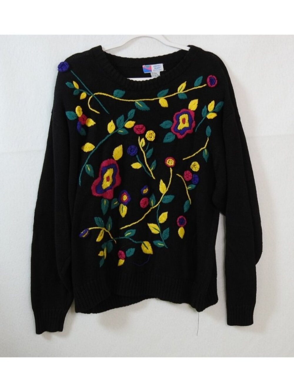 Vintage Lindsey Blake Editions Floral Embroidered Ramie Cotton Sweater Plus 24W - Picture 5 of 7